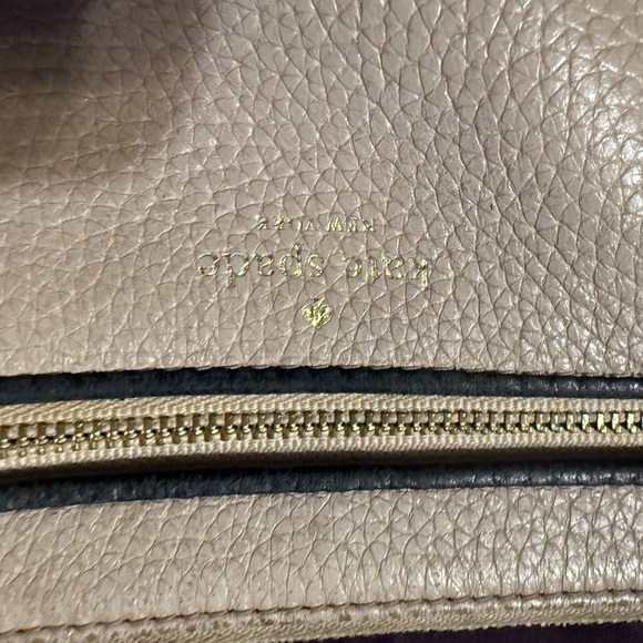 Kate Spade Taupe and Black Wristlet leather wrist purse - Picture 3 of 4